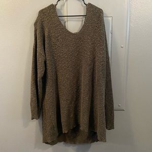 Green Oversized sweater with crossback detail